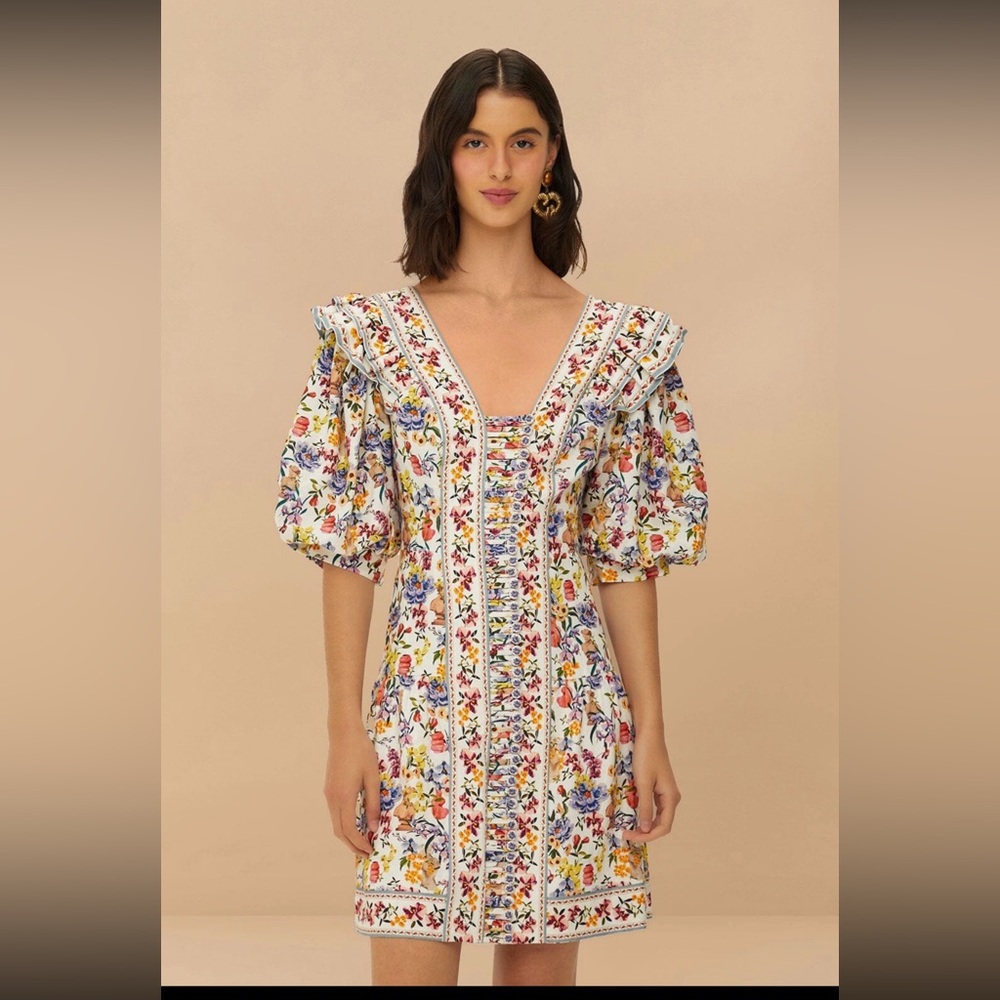 Farm Rio Off-white Greek Garden mini dress - Picture 8 of 8